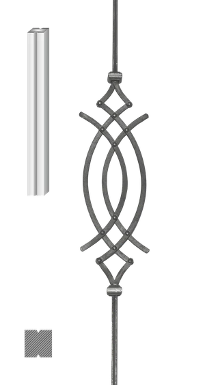 Tyč 12 x 12 x 950 mm, ornament nýtovaný 570 x 165 mm - slide 0