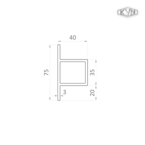T profil 40 x 35 x 75 x 6000 mm, Al, bez povrchovej úpravy - slide 1