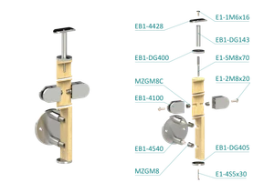 Drevený stĺp, bočné kotvenie, výplň: sklo, priechodný - slide 2