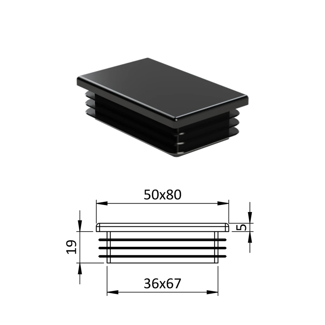 Krytka plastová 50 x 80 mm