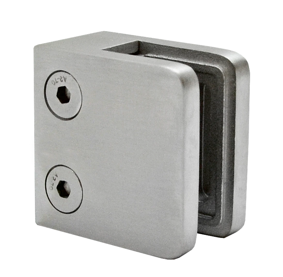 Svorka skla/plechu na jokel 40 x 40 mm, brúsená AISI 304