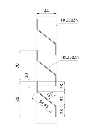 Z-profil lamela 30 x 34 x 23 x 1,5 x 2000 mm, pozink - slide 1