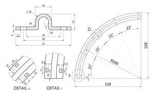 Vodiaci profil pre brány, U ø 16 mm, polomer 0,5 m - slide 1