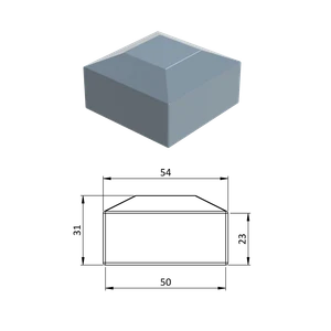 Vonkajšia krytka 50 x 50 mm, plastová PE, sivá - slide 0