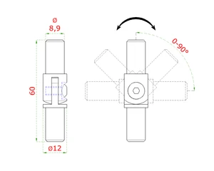 Spoj s kĺbom (0-100°), na trubku ø 12 mm, leštená AISI 304 - slide 1