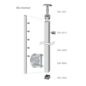 Nerezový stĺp, bočné kotvenie, 5-radový priechodný, vnútorný - slide 3