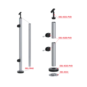 Nerezový sloup, vrchní kotvení, výplň: sklo, levý - slide 1