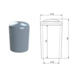 Vnější krytka PVC ø 16 x 18 mm, otvor 12 x 15 mm, šedá