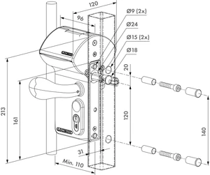 LOCINOX® Elektronický kódový zámek pro profil 40 až 60mm, možnost úpravy PIN kódu - slide 4