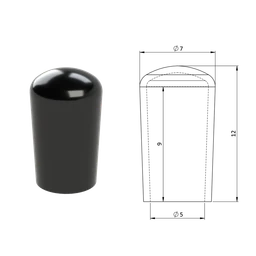 Vonkajšia krytka PVC ø 7 x 12 mm, otvor 5 x 9 mm, čierna