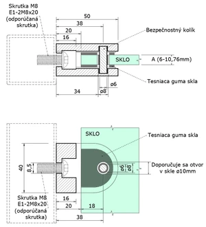 ZAMAK svorka plochá, sklo 6 - 10,76 mm, bez úpravy - slide 2
