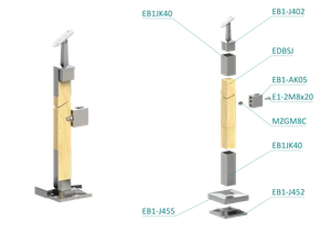 Drevený stĺp, vrchné kotvenie, výplň: sklo, pravý - slide 1