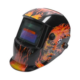 Zváračská kukla samostmievacia, motív lebka v plameňoch