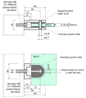 Svorka skla/plechu, sklo 6–8,76 mm, broušená AISI 304 - slide 2