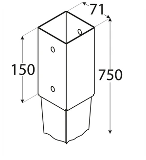 Zemní vrut, zatloukací patka, 71 x 50 mm, žárový pozink - slide 1