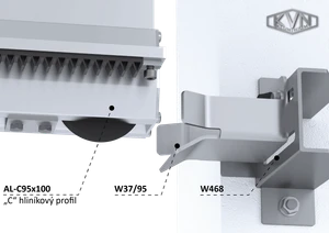 Doraz pre samonosnú bránu, pre profil 95 x 100 mm - slide 1