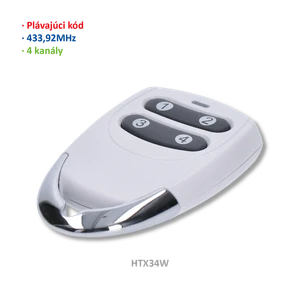 Vysielač 4-kanálový, 433 MHz, plávajúci kód, biely - slide 0