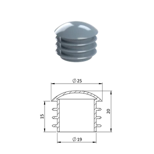 Vnútorná krytka guľatá ø 25 mm, plastová, sivá - slide 0