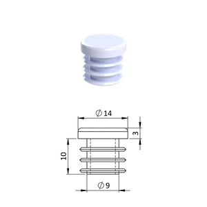 Vnútorná krytka guľatá ø 14 mm, plastová, biela - slide 0