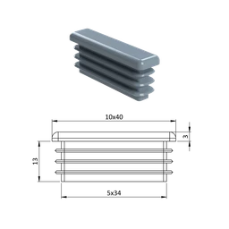 Krytka plastová 10 x 40 mm, sivá