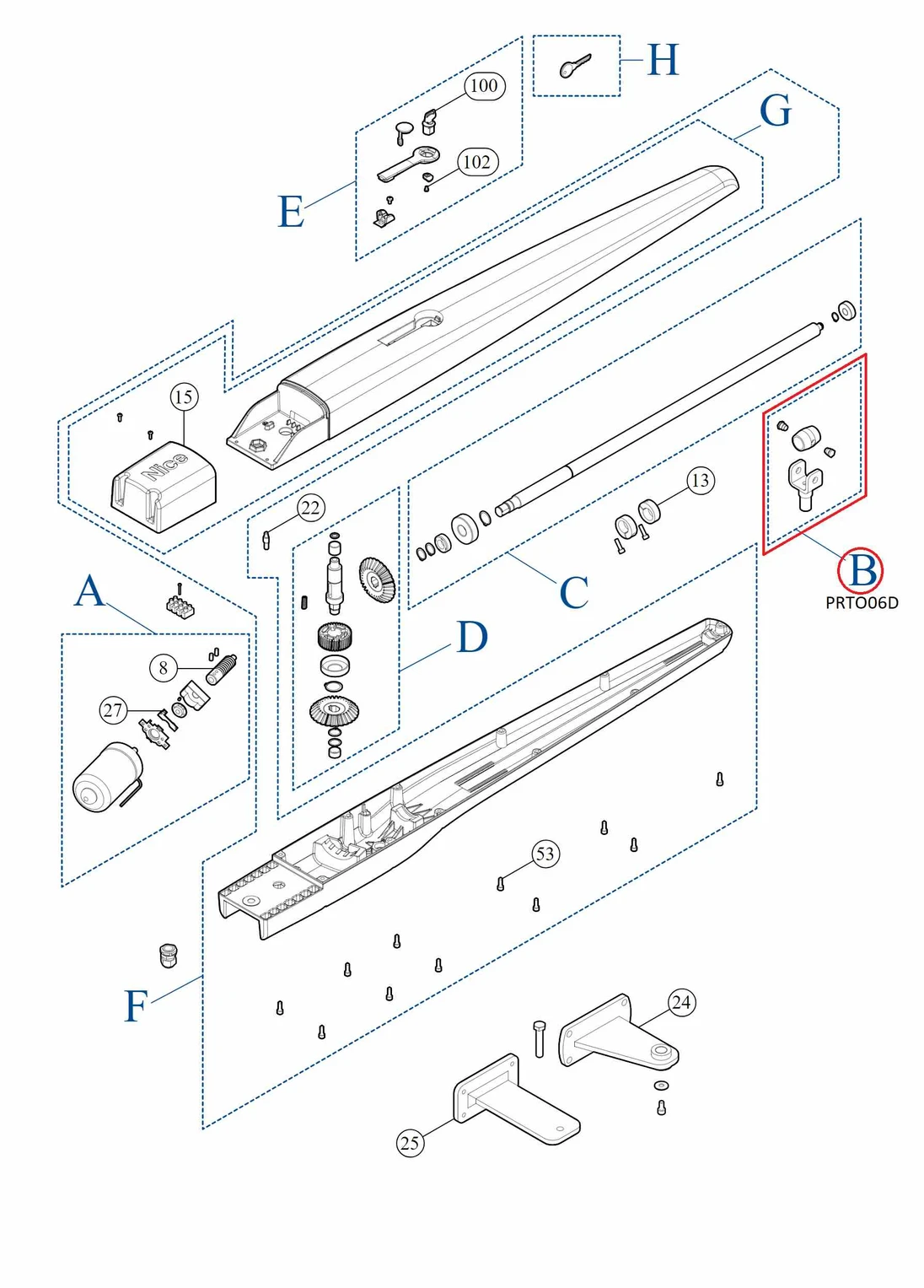 PRTO06D kit matice hriadeľa a vidličky pre TOONA7024