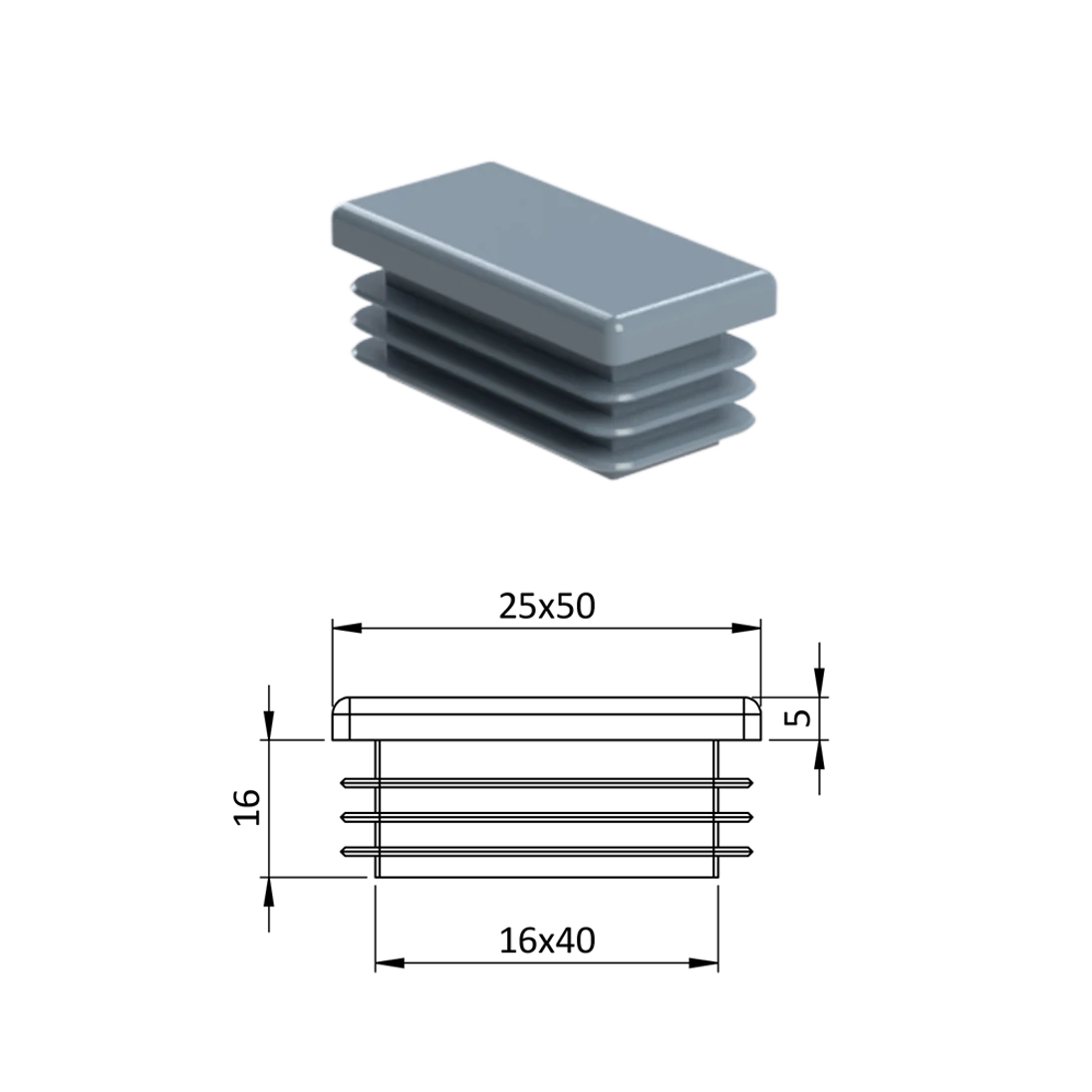 Krytka plastová 25 x 50 mm