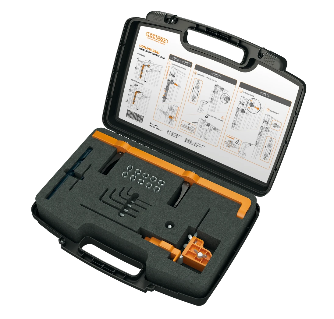 LOCINOX® LION-VTC-DRILL montážní sada s vrtací šablonou pro montáž zavíračů Lion a Verticlose-2