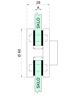 Svorka skla středová ø 60 mm, sklo 8–12 mm, AISI 304 - slide 2