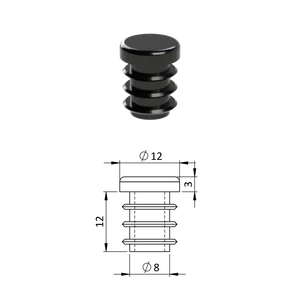 Vnitřní krytka kulatá ø 12 mm, plastová, černá - slide 0