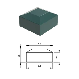 Vonkajšia krytka 60 x 60 mm, plastová PE, zelená