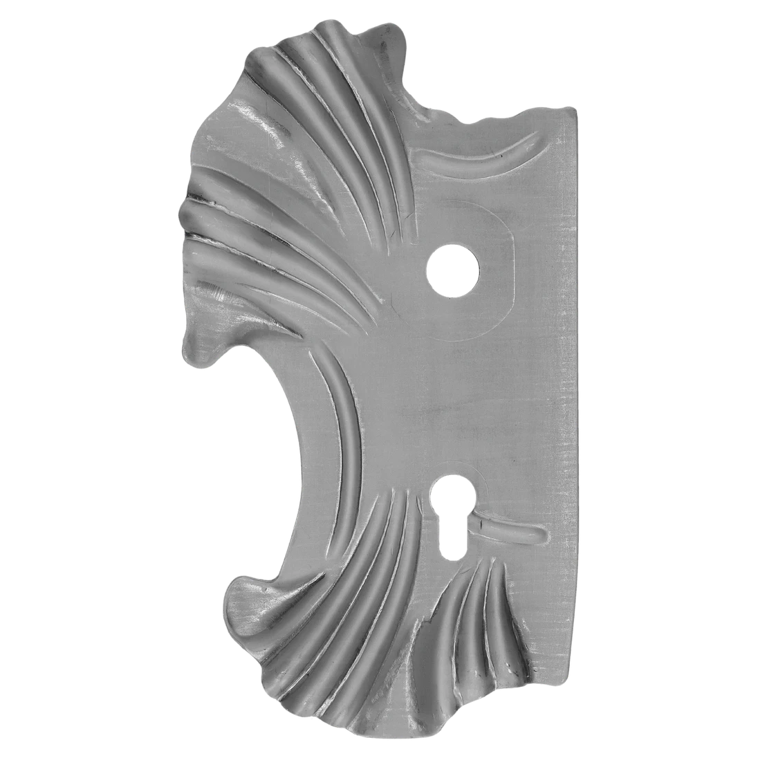 Štít 270x165x2mm s otvory, rozteč 90mm, otvor pro kliku ø 21mm, zdobený, levý, pro zámek ZM90/80