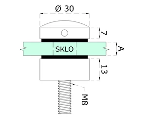 Svorka bodová plochá, sklo 6–12 mm, leštěná AISI 304 - slide 1