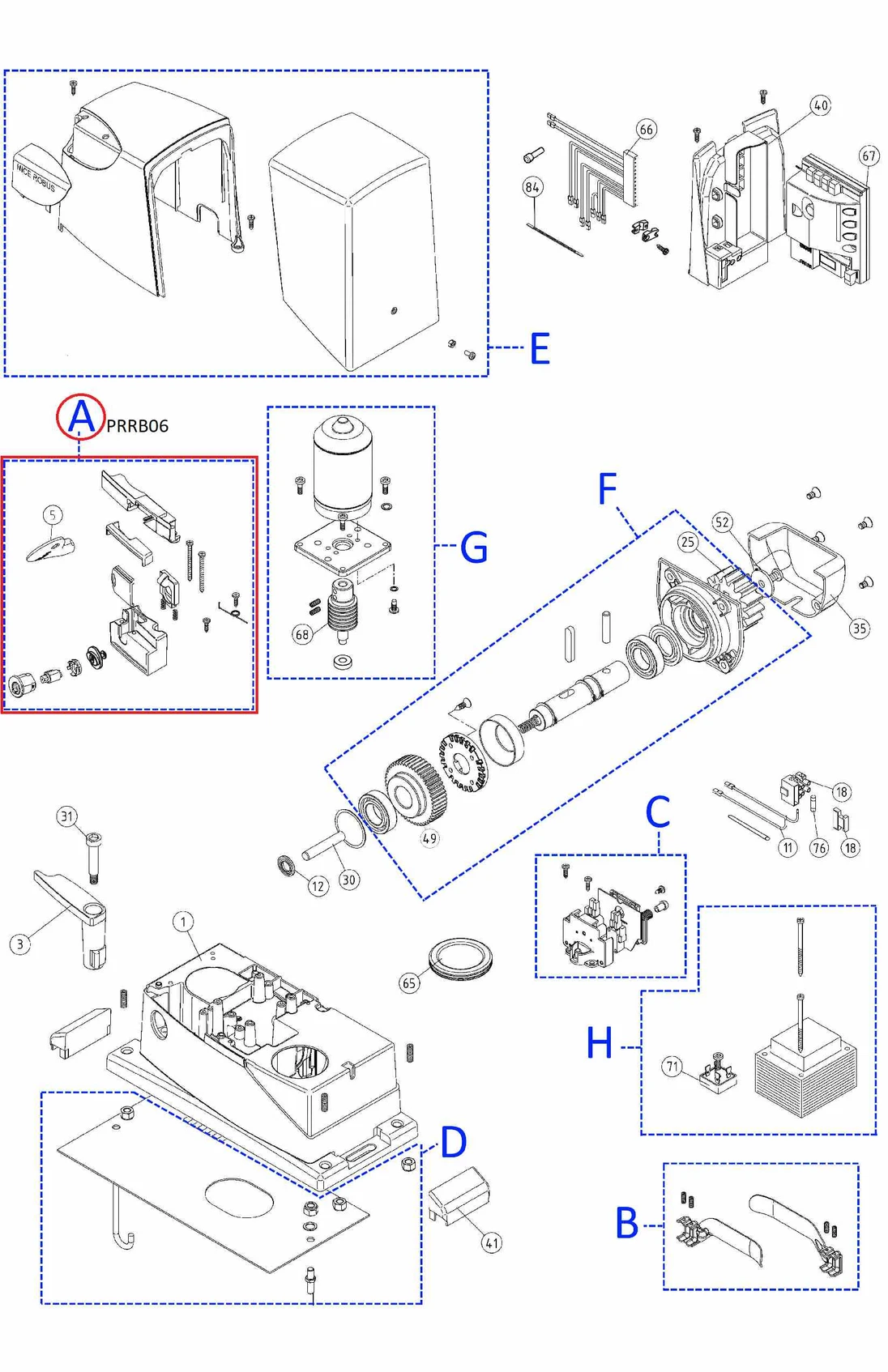 PRRB06 plastový zámok odblokovania pre RD400/RB350/RB400/..