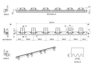 Hrebeň nylon 27 x 18 x 1000 mm, max do 800 kg - slide 1