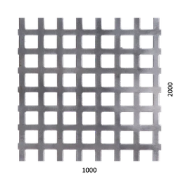 Dierovaný plech Fe t = 1 mm, otvor 10 x 10 mm, rozteč 15 mm