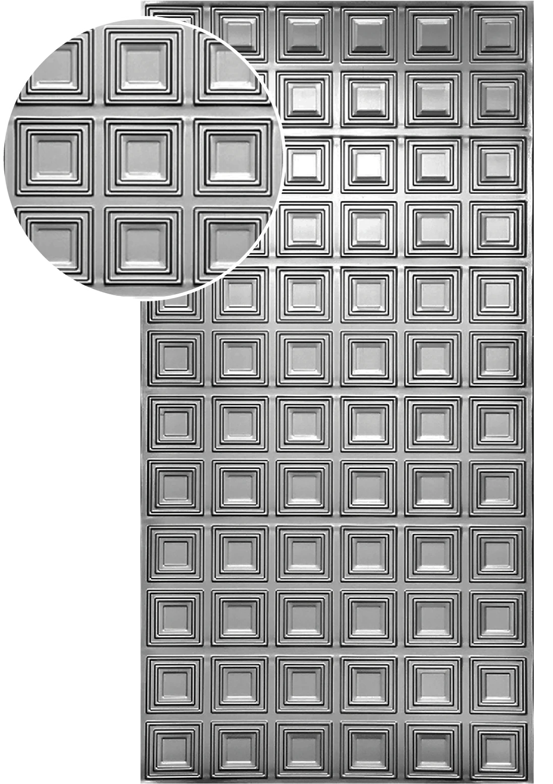 Plech pozinkovaný, 2000 x 1000 x 1,2 mm, 3D vzor štvorec