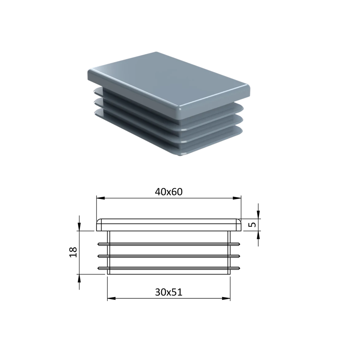 Krytka plastová 40 x 60 mm