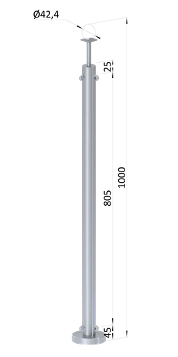 Nerezový stĺp,vrchné kotvenie,pre sieť,rohový 90°