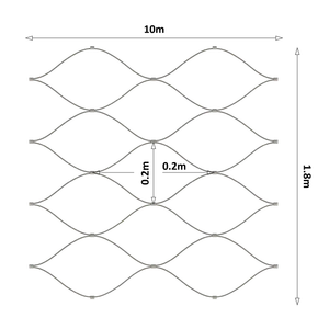 Lanová sieť, 1,8 x 10 m, oko 200 x 200 mm, ø 2 mm, AISI 316 - slide 1