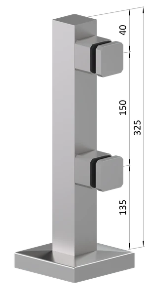 Nerezový sloupek na sklo se dvěma svorkami ø40mm - slide 3