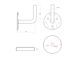 Držiak madla na stenu navárací, odsadenie 73 mm, bez úpravy - slide 2