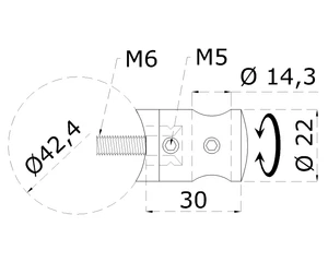 Držák tyče ø 14 mm na trubku ø 42,4 mm, broušená AISI 304 - slide 1