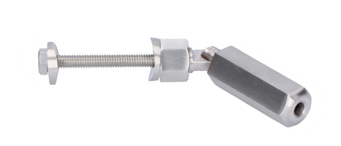 Úchyt pro nerezové lanko ø4 mm na trubku ø42,4 mm, broušená nerez K320 / AISI304