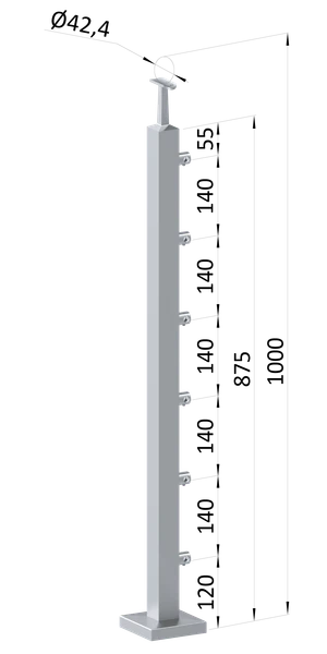 Nerezový stĺp, vrchné kotvenie, 6-radový priechodný - slide 0