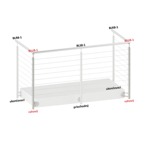 Nerezový sloup, boční kotvení, 8děrový na lanko, rohový: 90° - slide 1