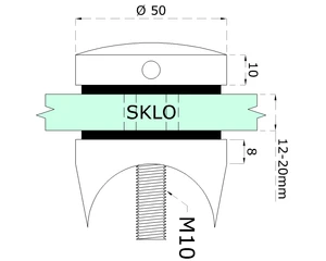 Svorka bodová na sklo 12–20 mm, broušená AISI 304 - slide 2