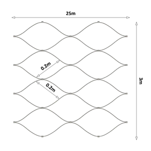 Lanová sieť, 3 x 25 m, oko 200 x 200 mm, ø 2 mm, AISI 316 - slide 1