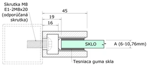 Svorka skla/plechu na jokel 40 x 40 mm, brúsená AISI 316 - slide 2