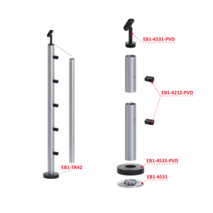 Nerezový sloup, vrchní kotvení, 5řadový, průchozí - slide 1