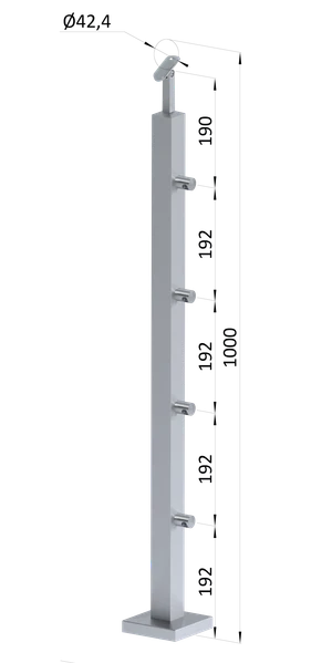 Nerezový stĺp, vrchné kotvenie, 4-radový priechodný - slide 0